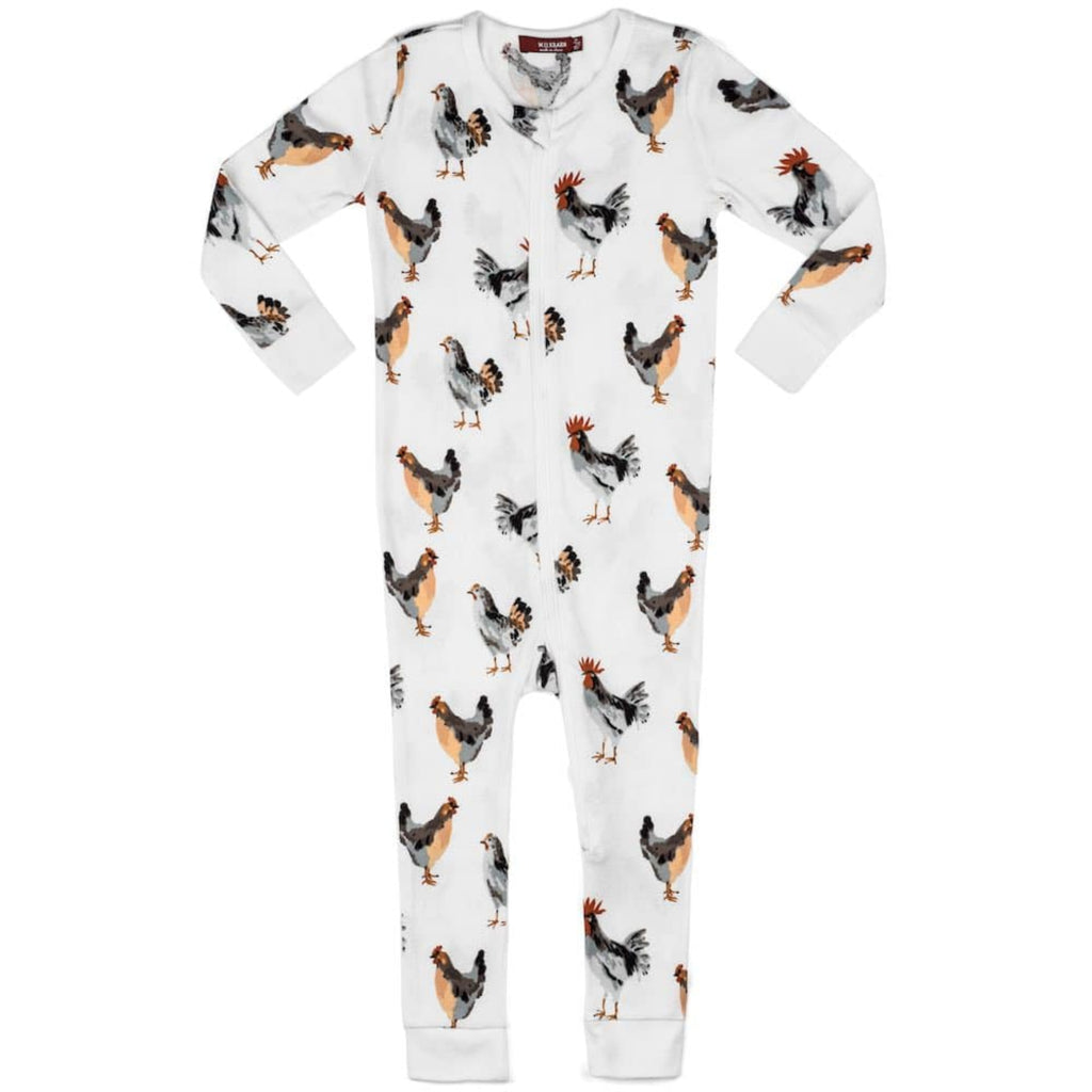 Organic Zipper Pajama - Chicken