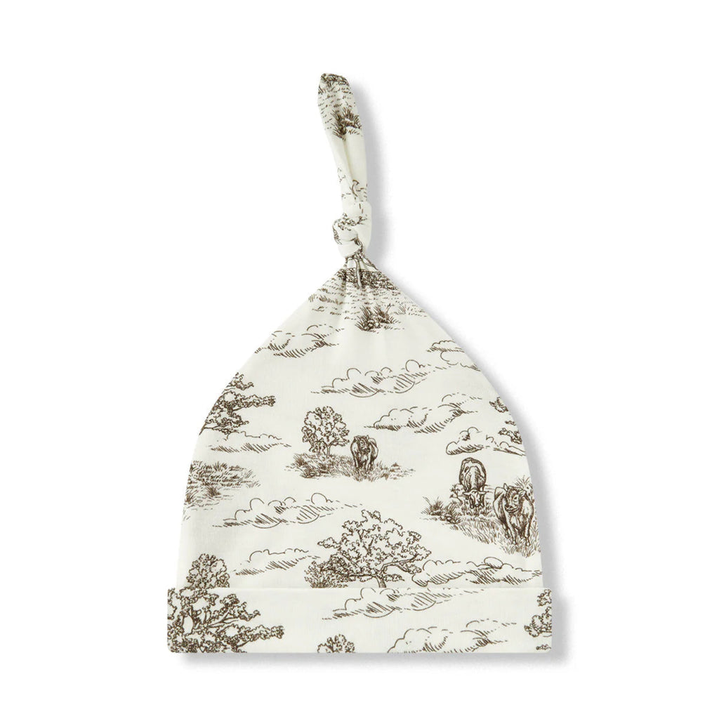 Luxe Stretch Knotted Beanie Hat - Country Toile