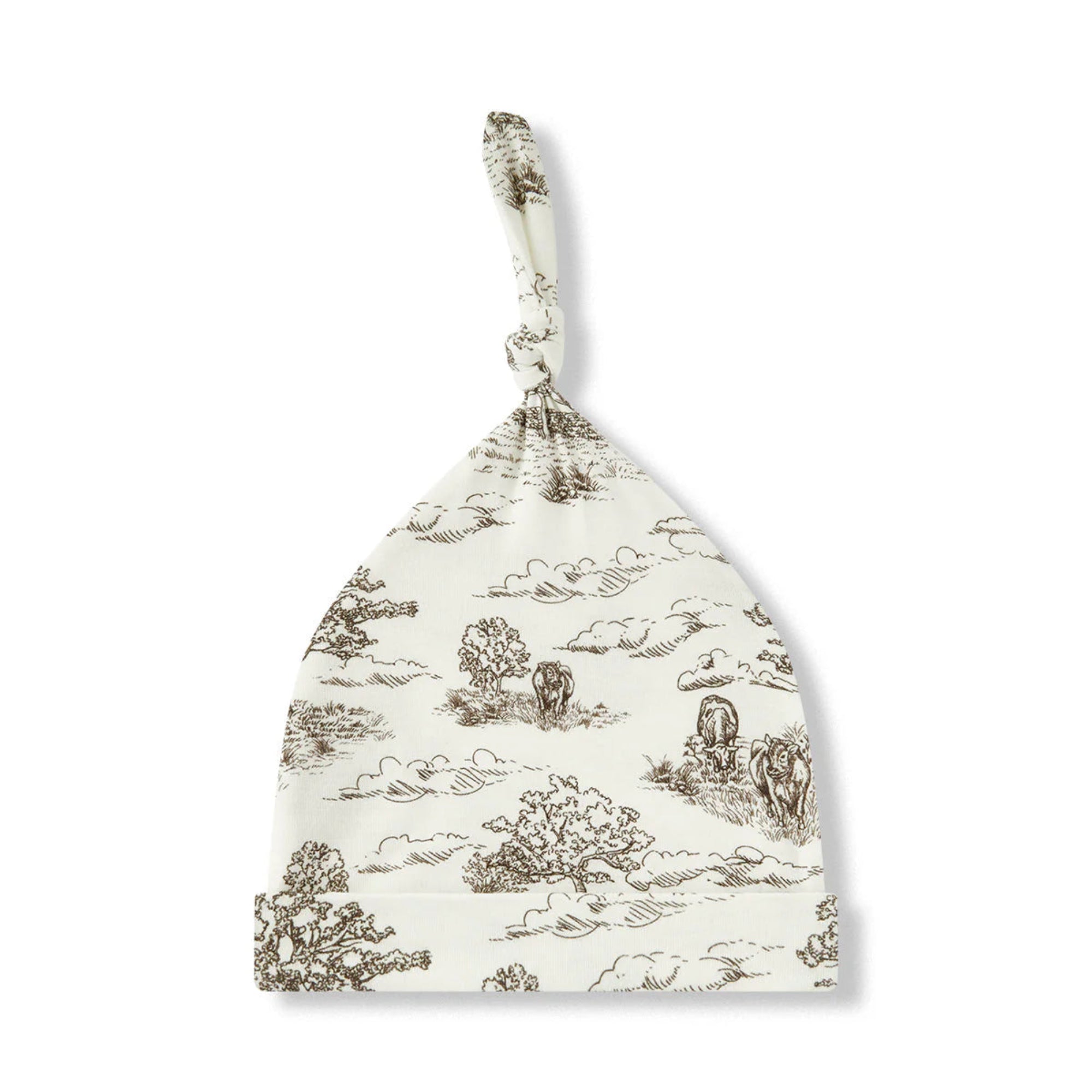 Luxe Stretch Knotted Beanie Hat - Country Toile