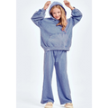 Mineral wash wide sweatpants-Blue