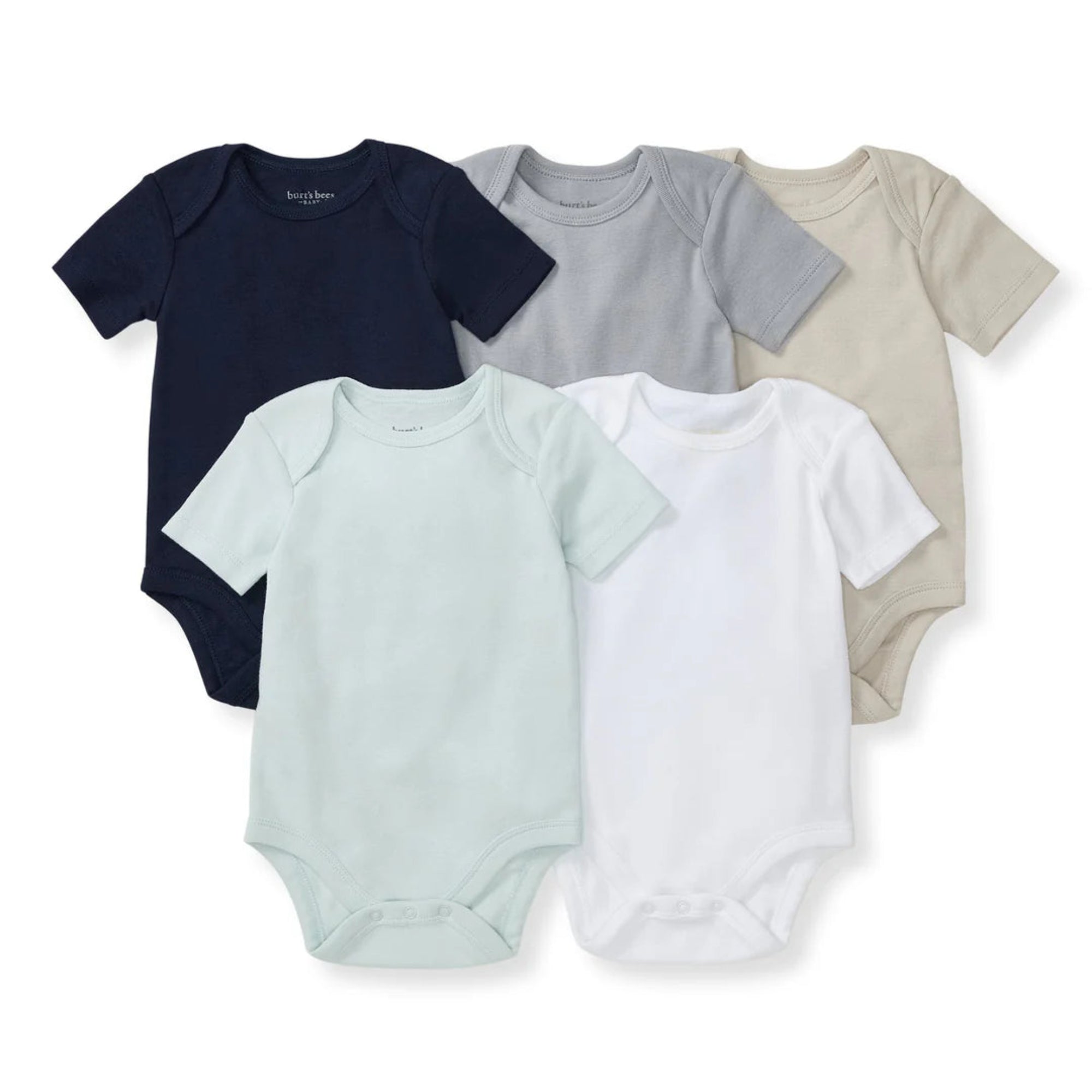 Solid Organic Cotton Short Sleeve Bodysuit 5 Pack - Midnight