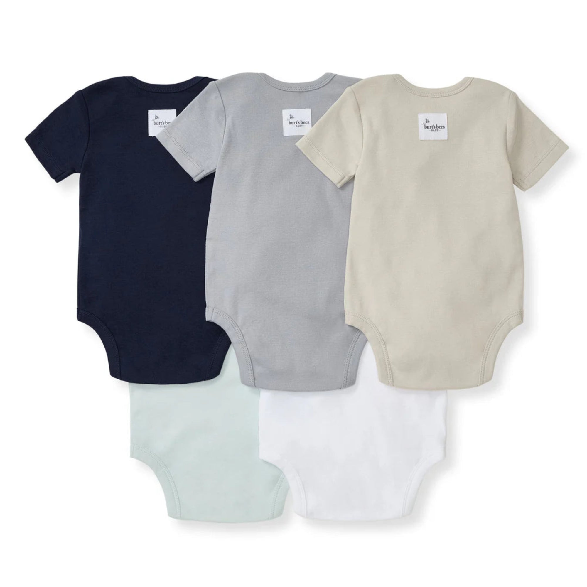 Solid Organic Cotton Short Sleeve Bodysuit 5 Pack - Midnight