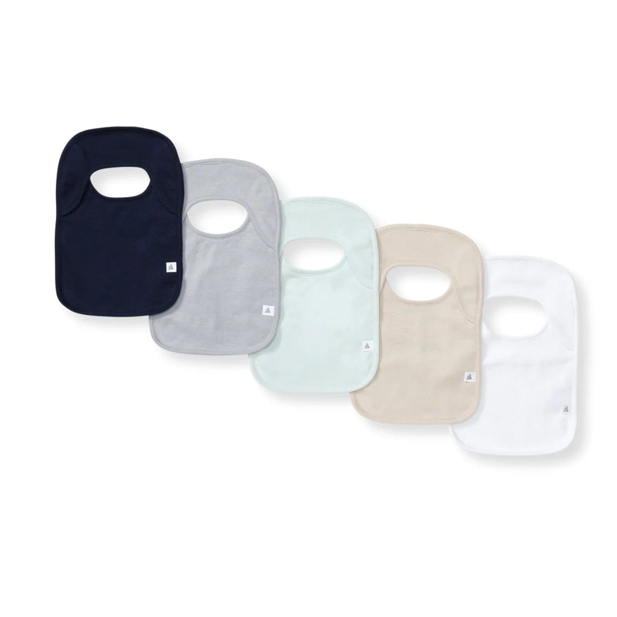 Solid Organic Cotton Bibs 5 Pack - Midnight