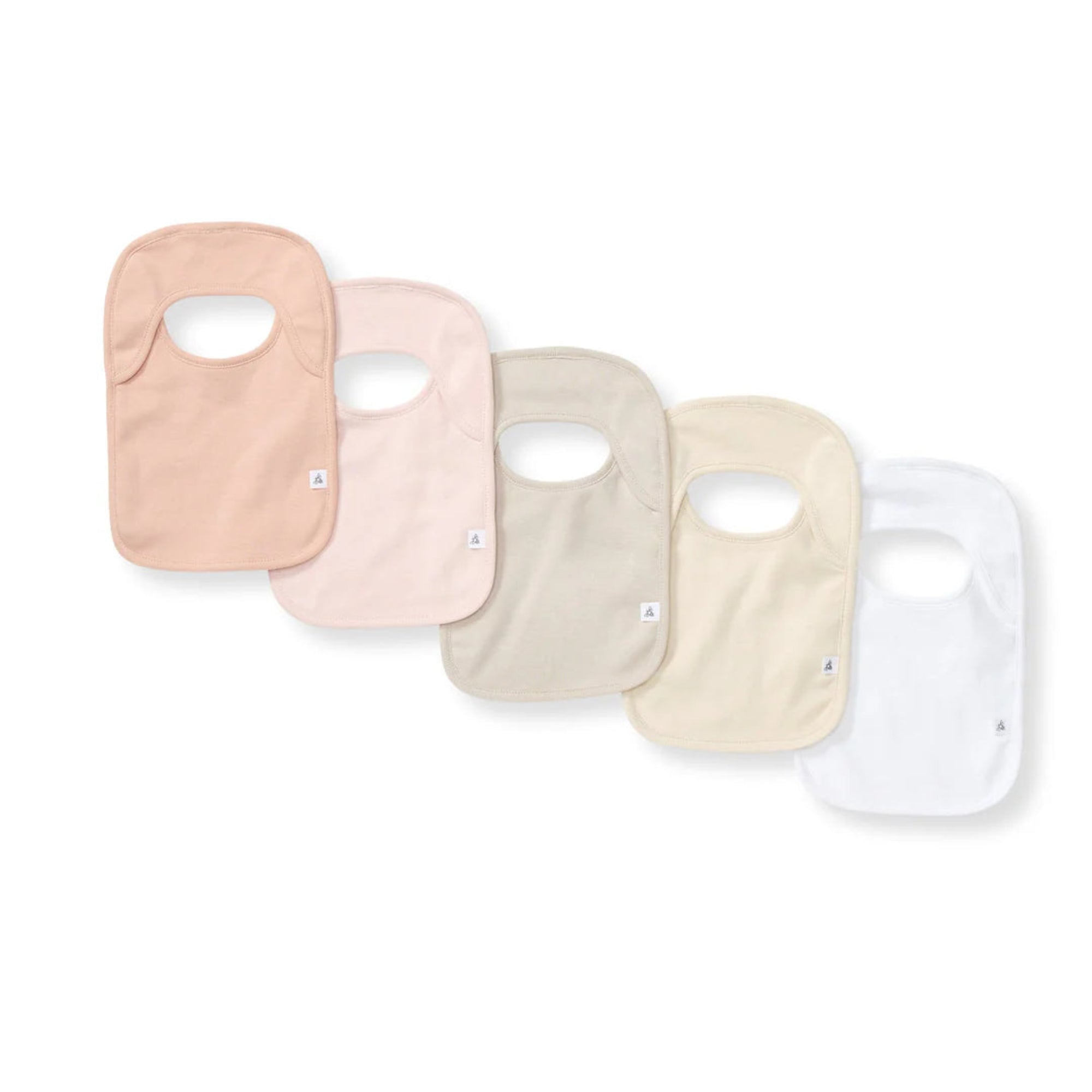 Solid Organic Cotton Bibs 5 Pack - Pink Sand