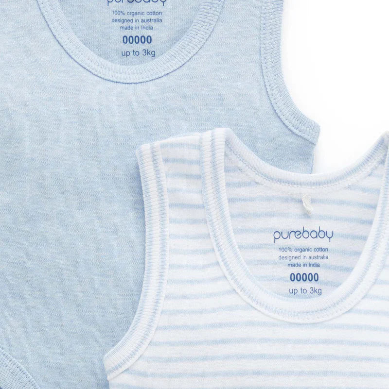 Rib Bodysuit 2 Pack - Pale Blue