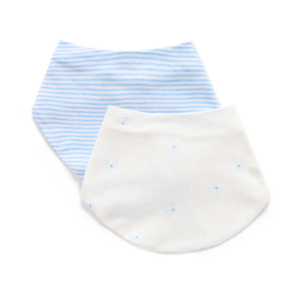 Essential Dribble Bib 2 Pack - Pale Blue Bear