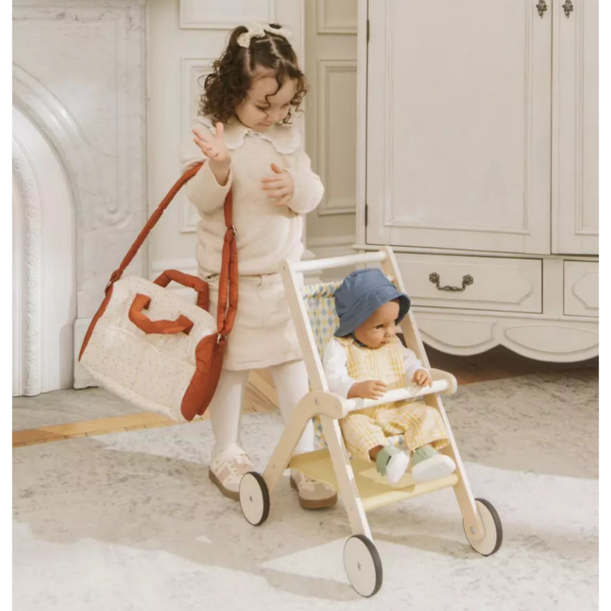 Wooden Doll Stroller