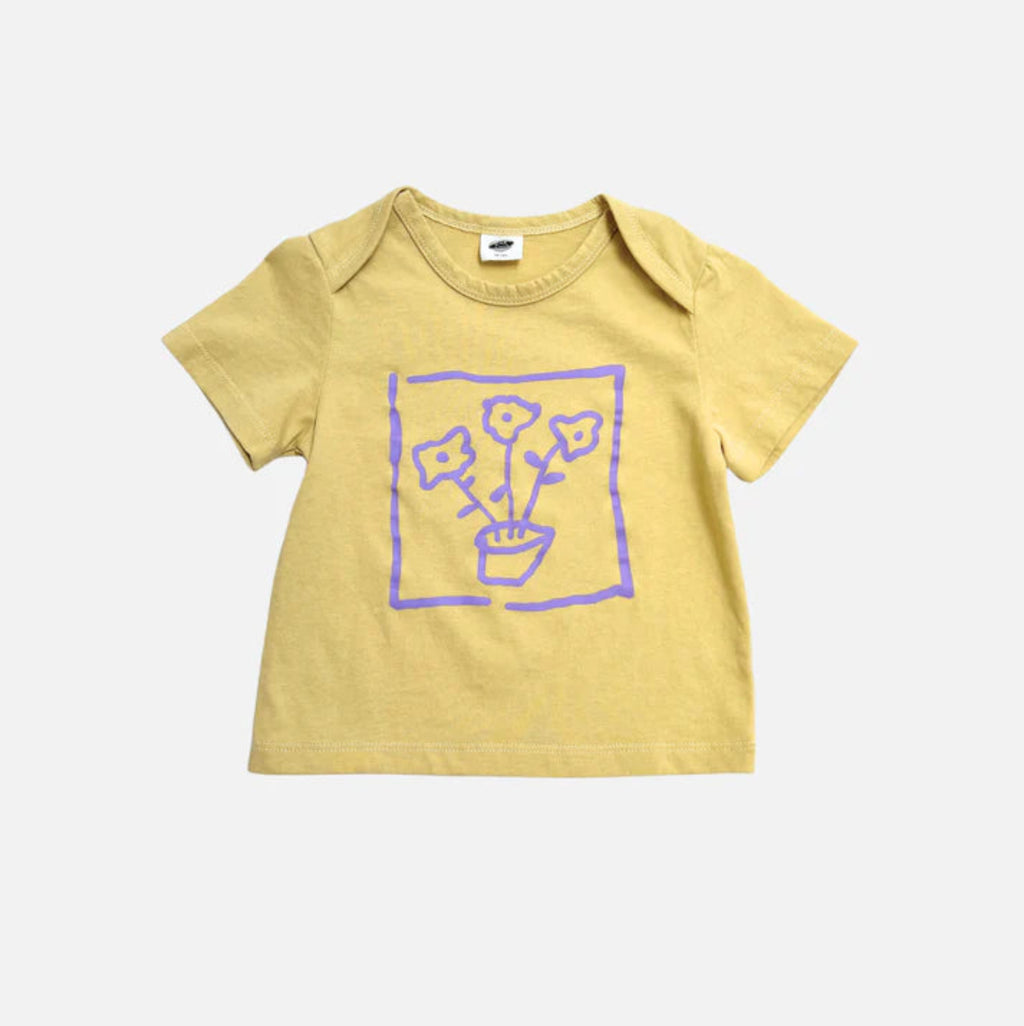 Flower Pot Baby Tee - Yellow