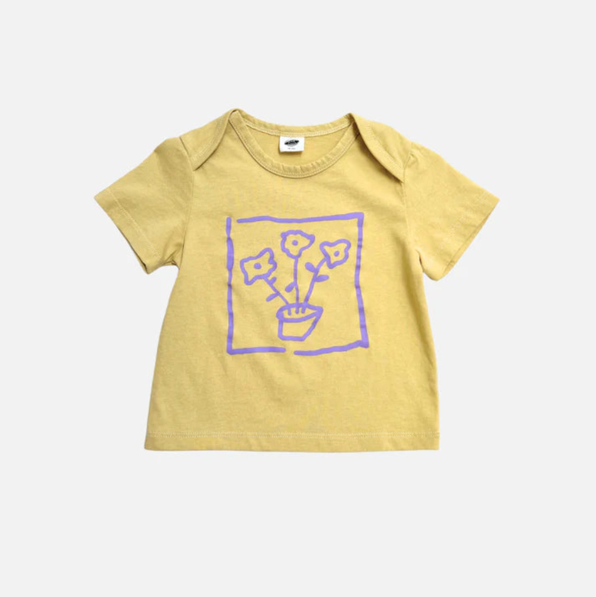 Flower Pot Baby Tee - Yellow