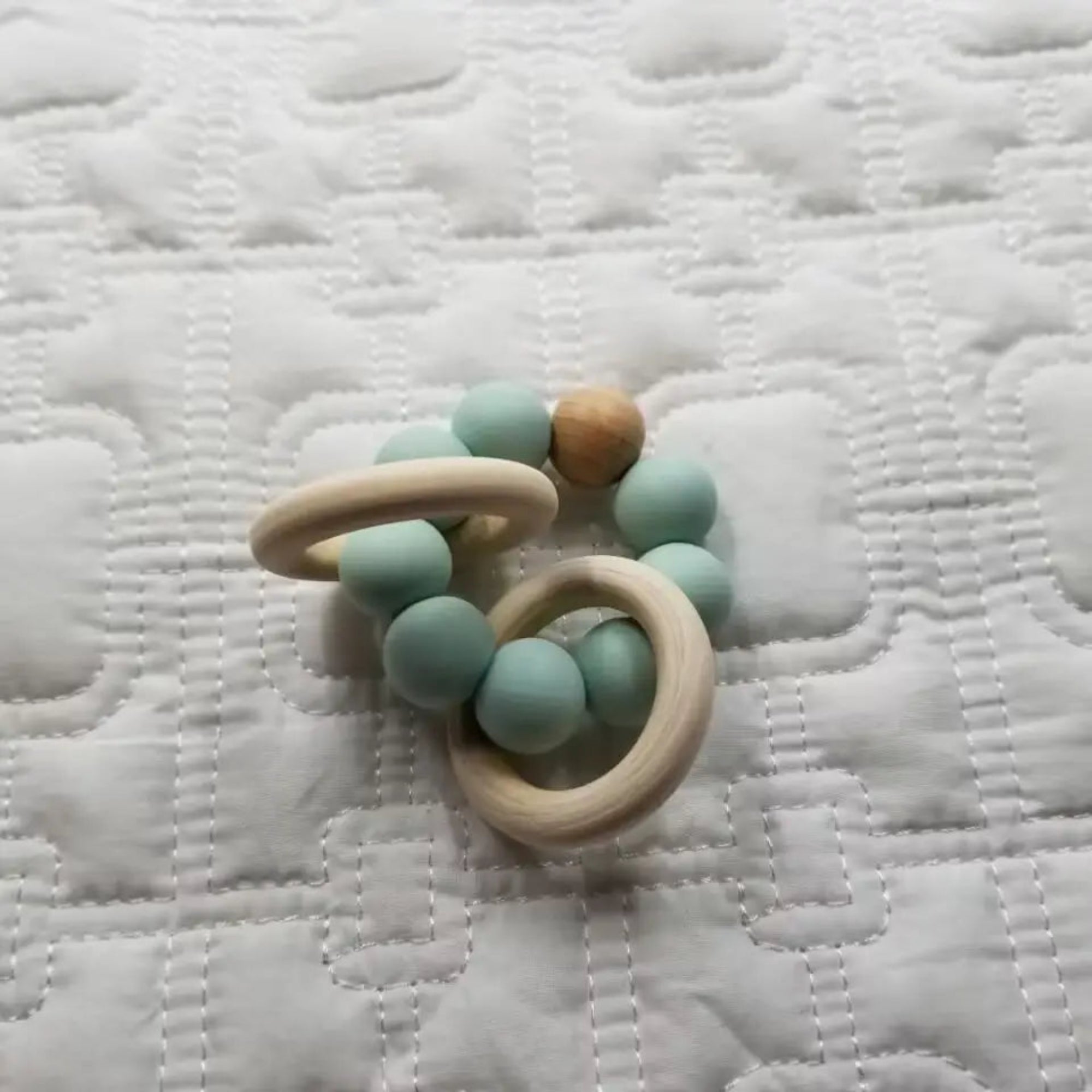 Silicone Beaded Rattle Teether Toy - Green