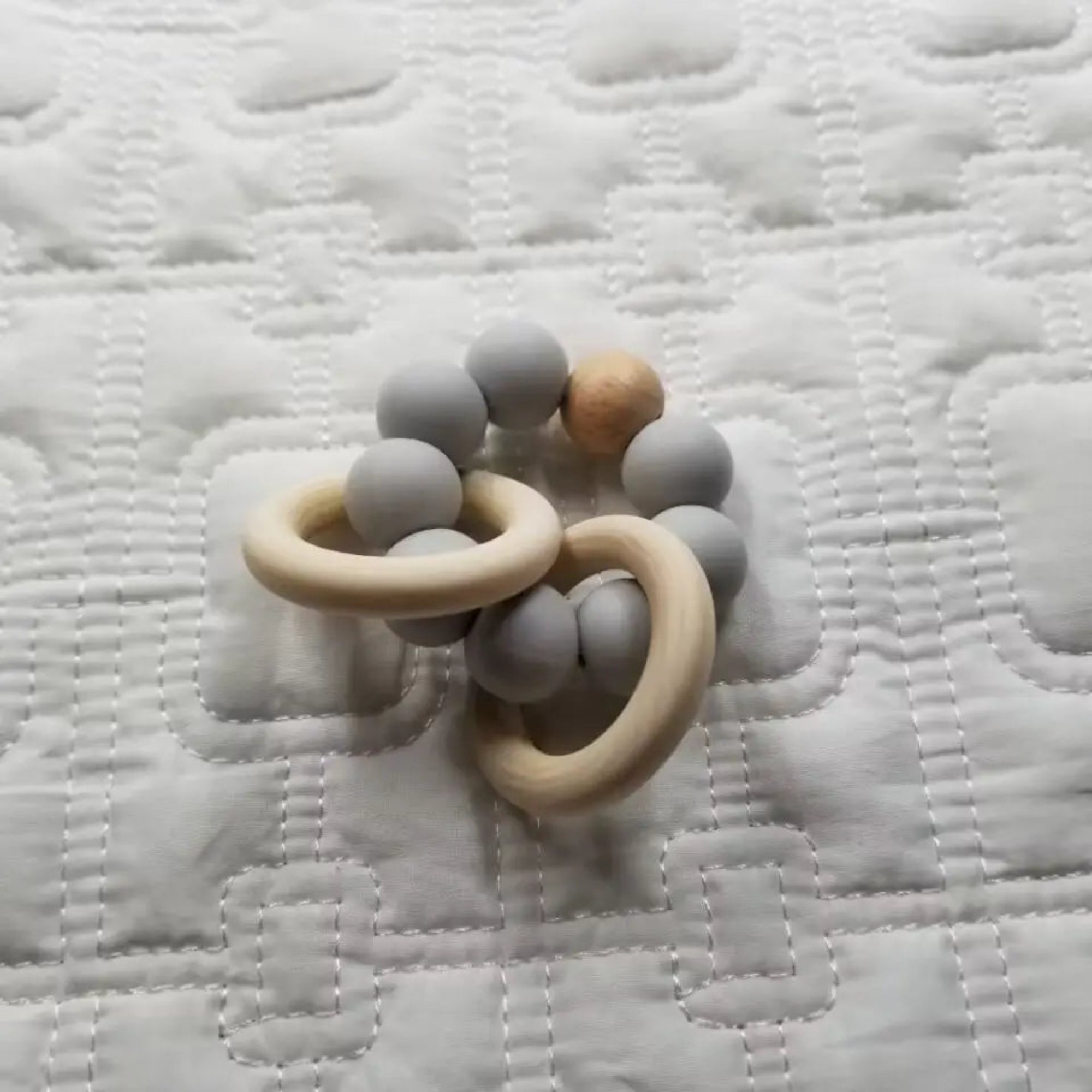 Silicone Beaded Rattle Teether Toy - Grey