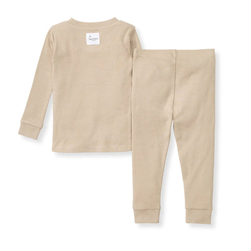 Big Kid Solid Rib Organic Cotton Two-Piece Pajamas - Hummus