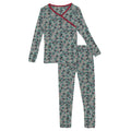 Print Long Sleeve Kimono Pajama Set Spring Sky Holly