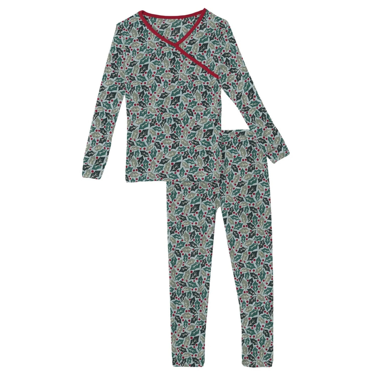 Print Long Sleeve Kimono Pajama Set Spring Sky Holly