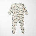 Print Footie with 2 Way Zipper Natural Forest Moose