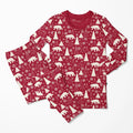 Print Long Sleeve Kimono Pajama Set Crimson Polar Bear