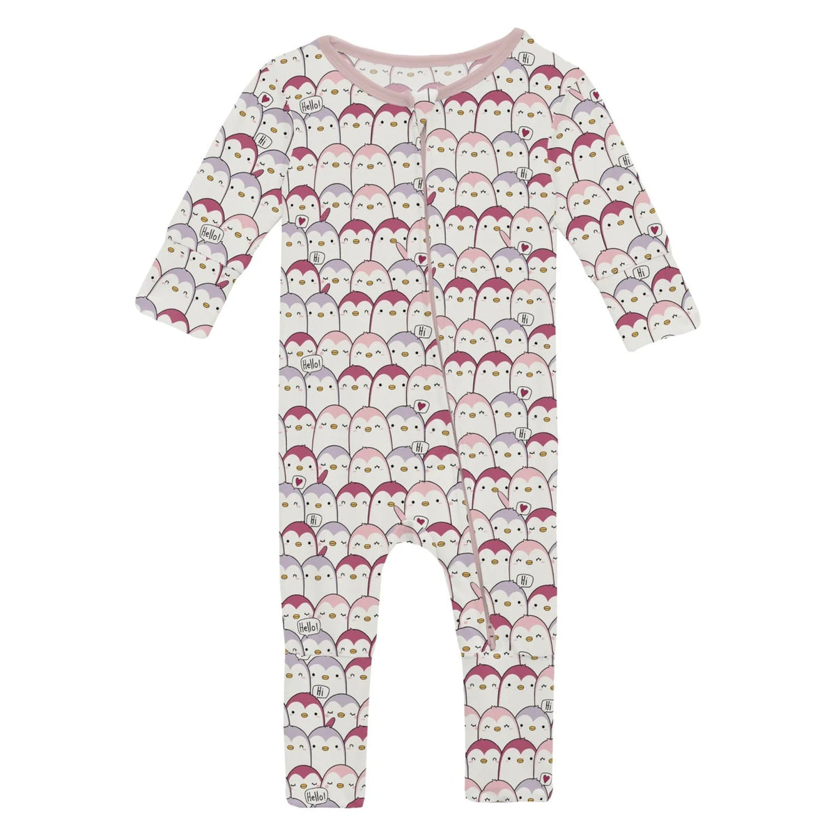 Print Convertible Coverall Baby Rose Penguins