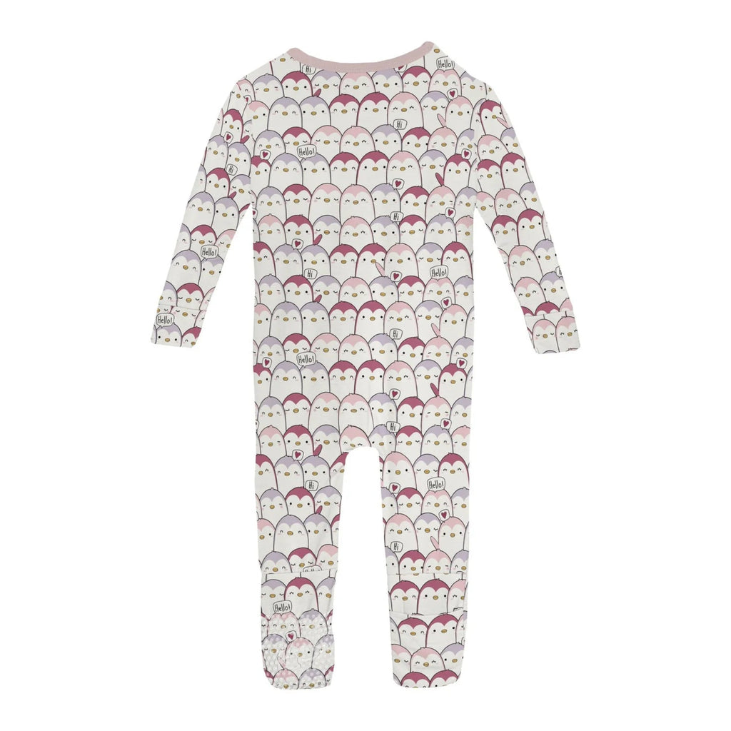 Print Convertible Coverall Baby Rose Penguins