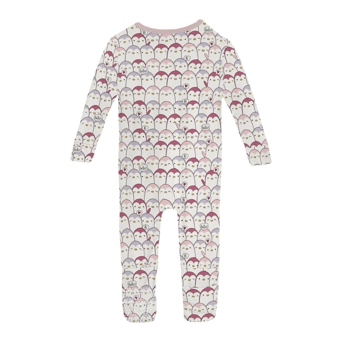 Print Convertible Coverall Baby Rose Penguins