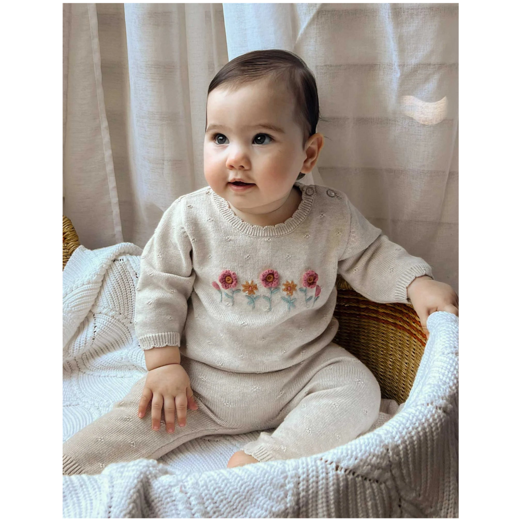 Scalloped Knit Set-Wheat Melange