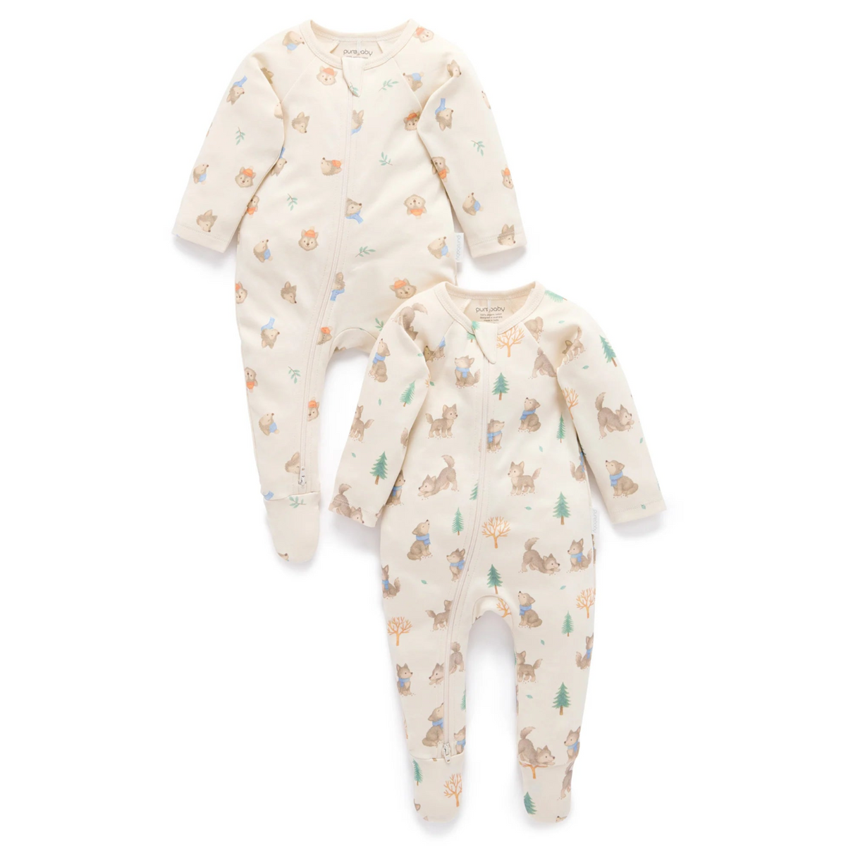 2 Pack Zip Growsuit-Wolf Cub
