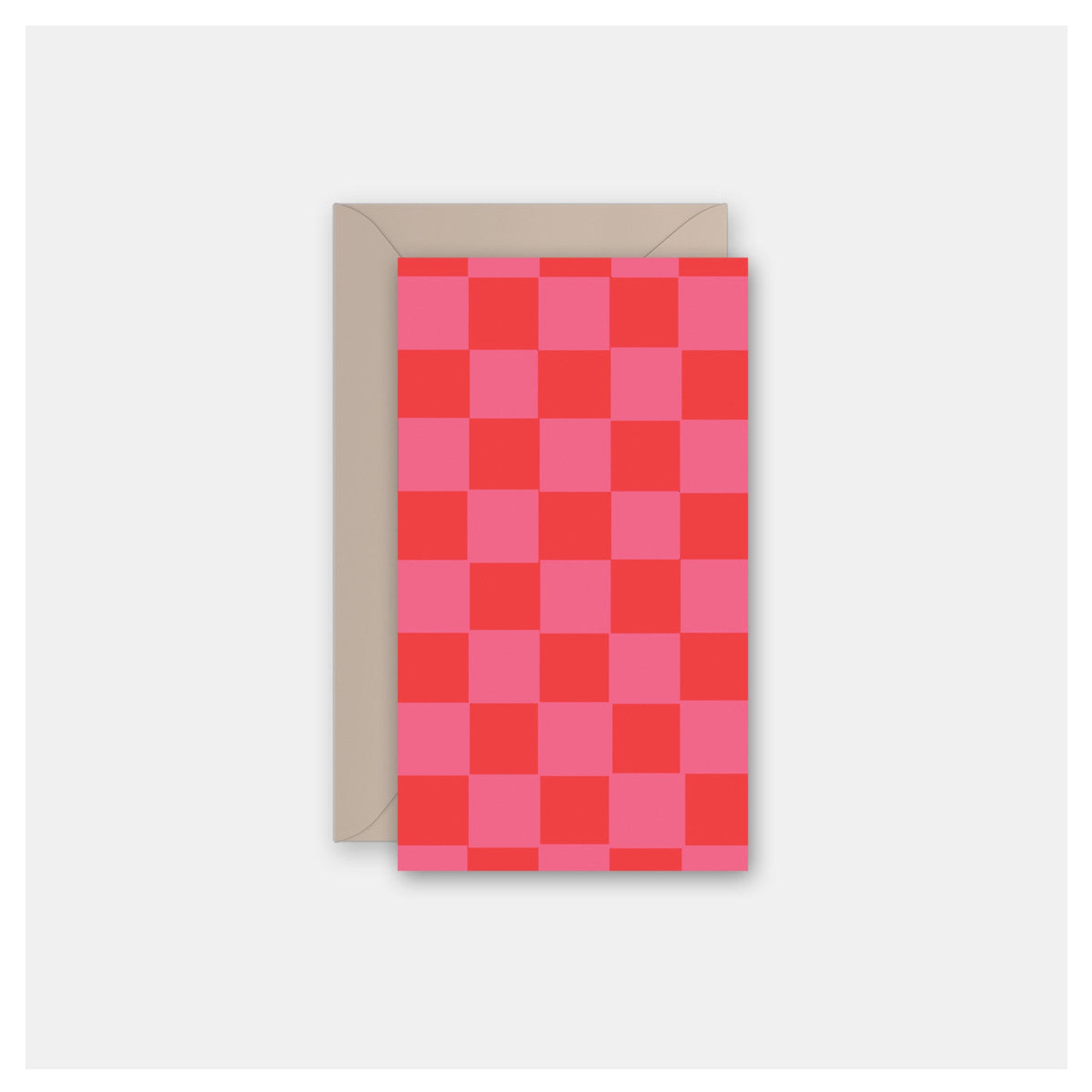 Pink and Red Check Enclosure Card