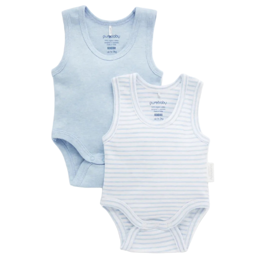 Rib Bodysuit 2 Pack - Pale Blue