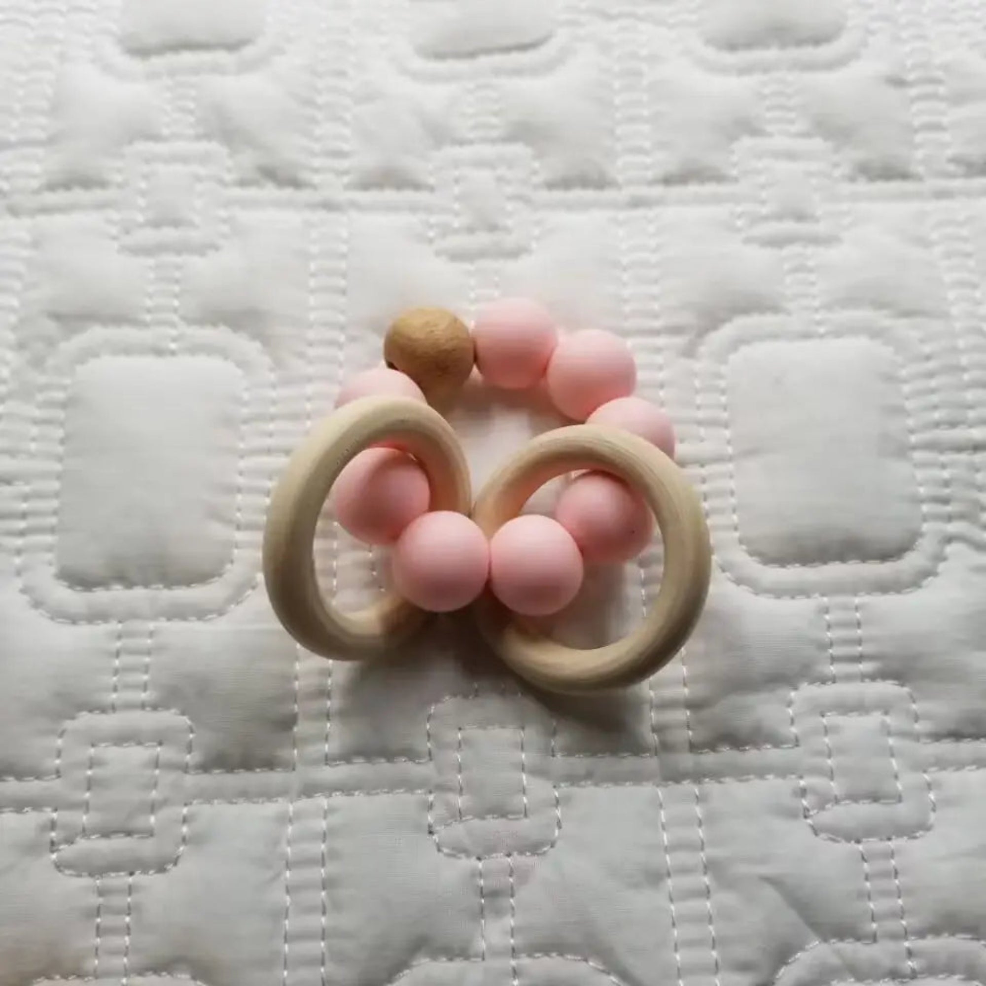 Silicone Beaded Rattle Teether Toy - Pink
