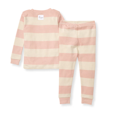 Big Kid Rugby Stripe Organic Cotton Two-Piece Pajamas - Ranunculus