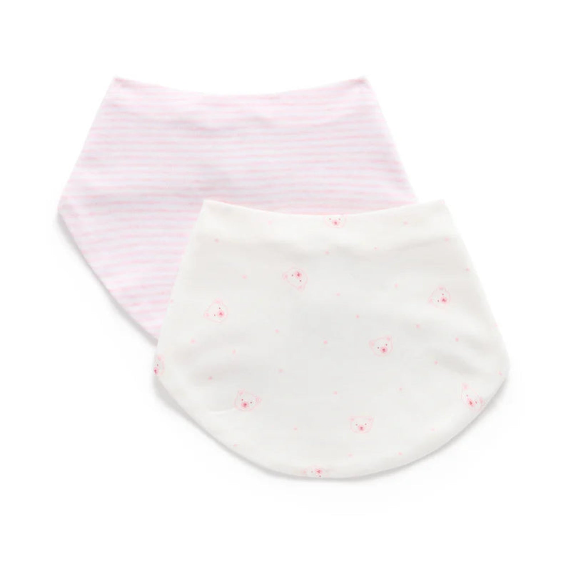 Essential Dribble Bib 2 Pack - Pale Pink Bear