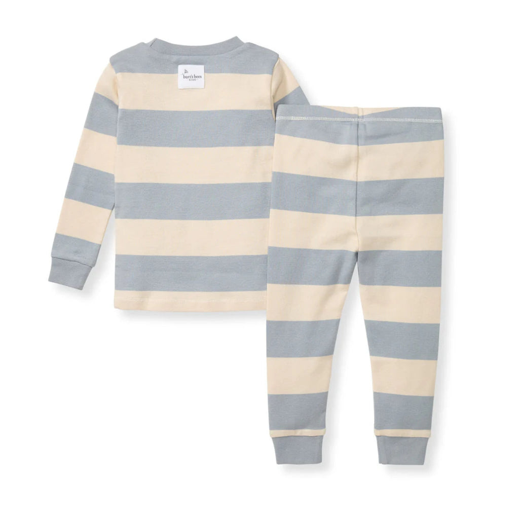 Big Kid Rugby Stripe Organic Cotton Two-Piece Pajamas - Quarry