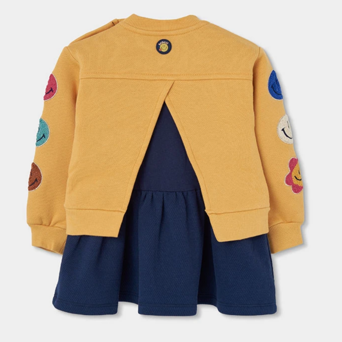 Yellow Fleece Combo Dress Smiley