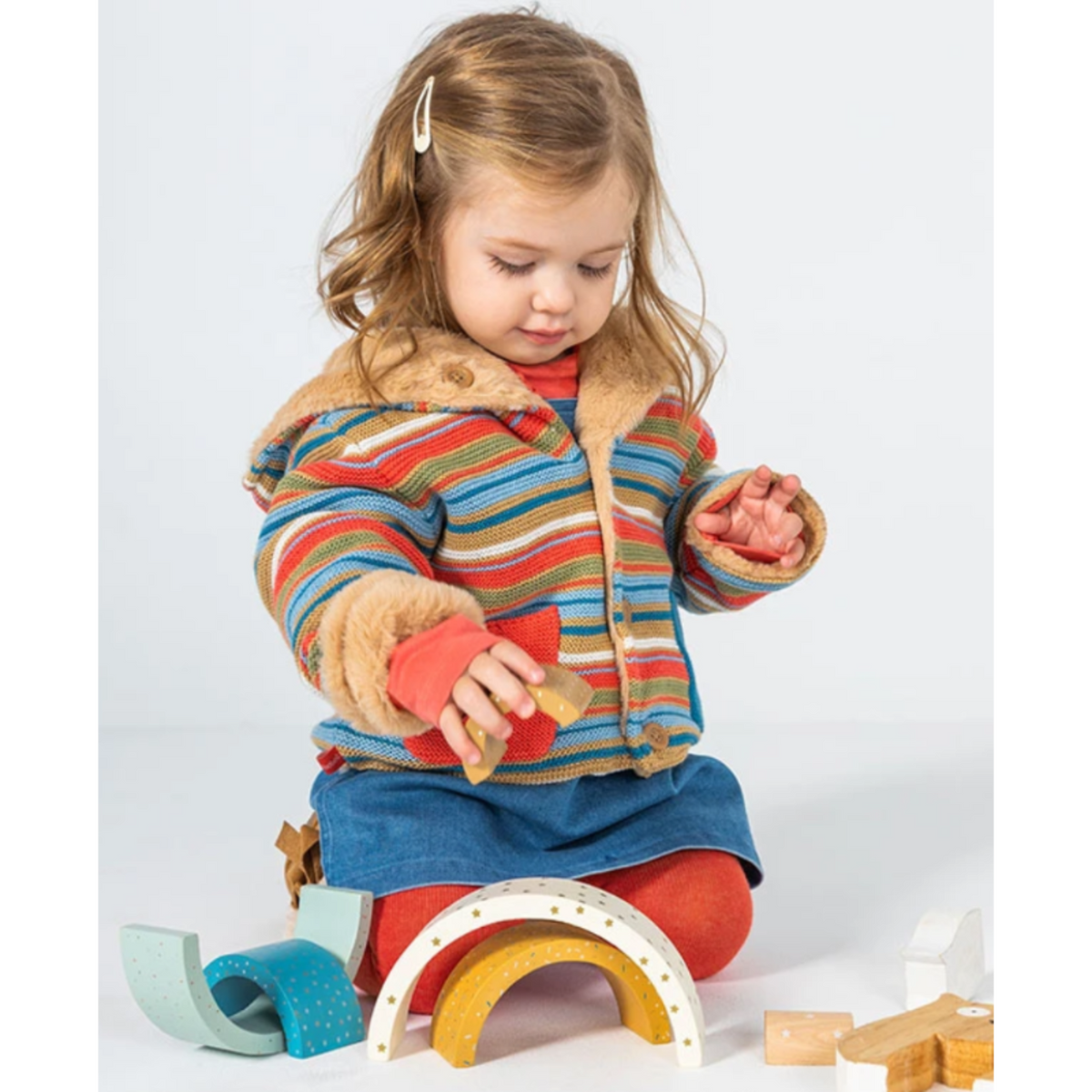 Stripe Fuzzy Reversible Jacket 7459