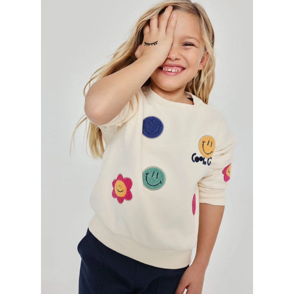 Cream Fleece Smiley Sweatshirt