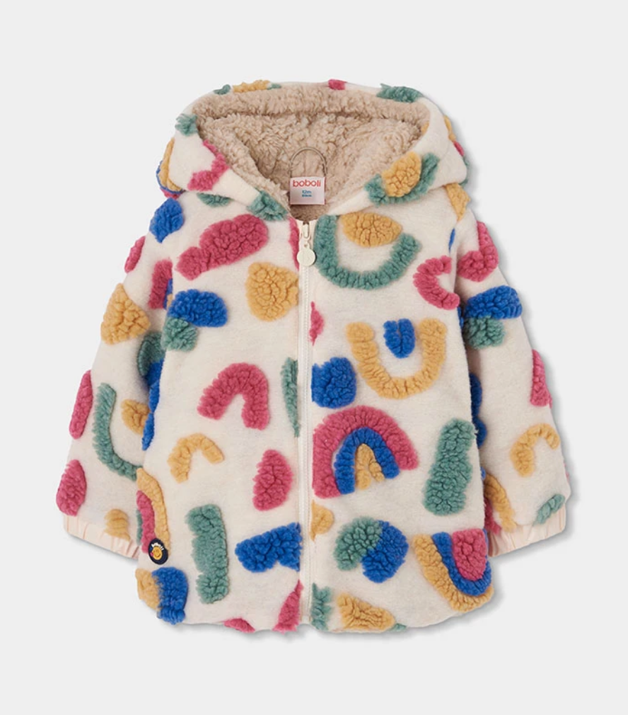 Multicolor Fuzzy Coat Jacquard