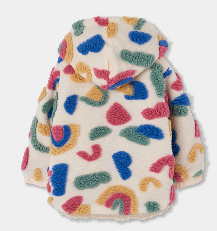 Multicolor Fuzzy Coat Jacquard