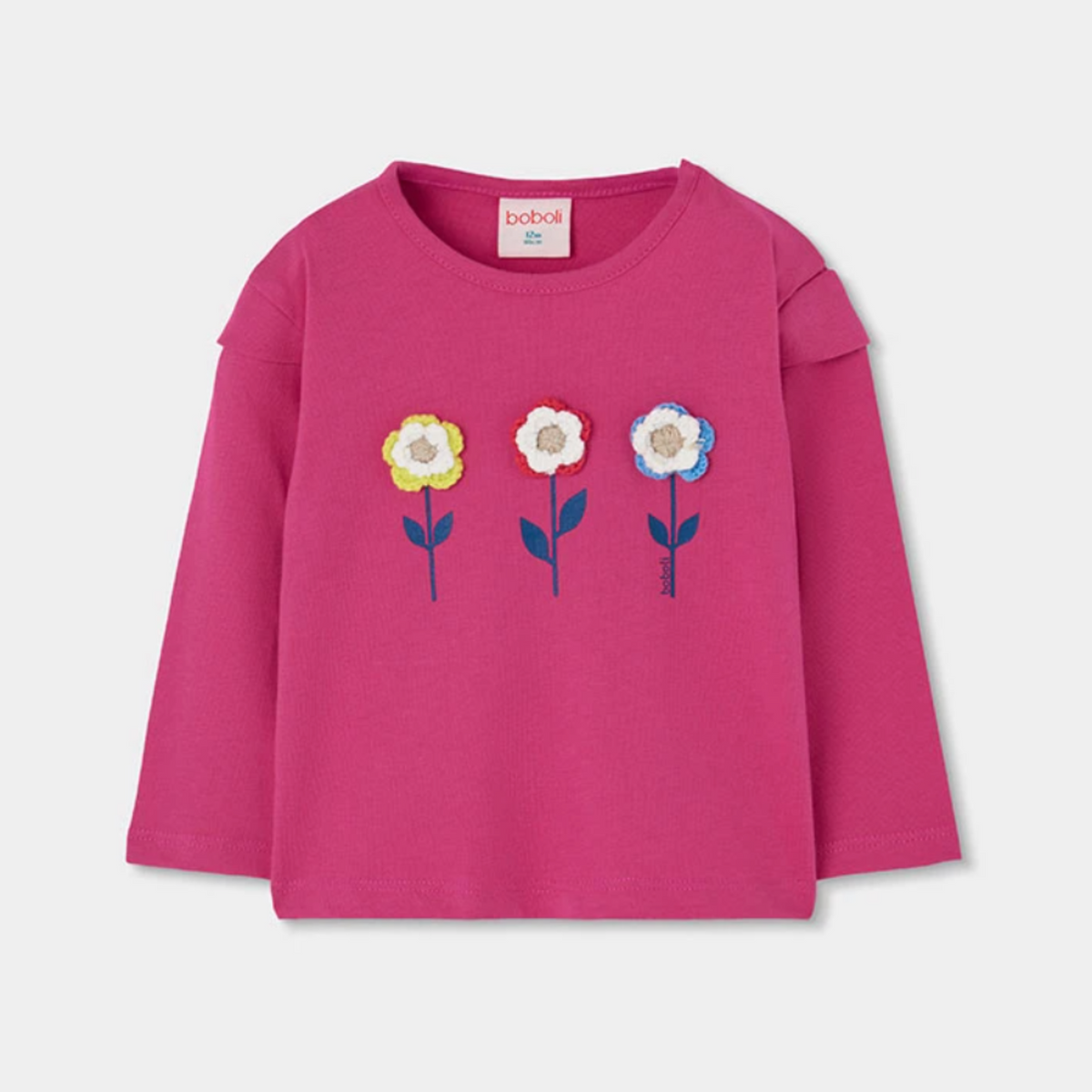 Fuchsia Long Sleeve Flower Tee
