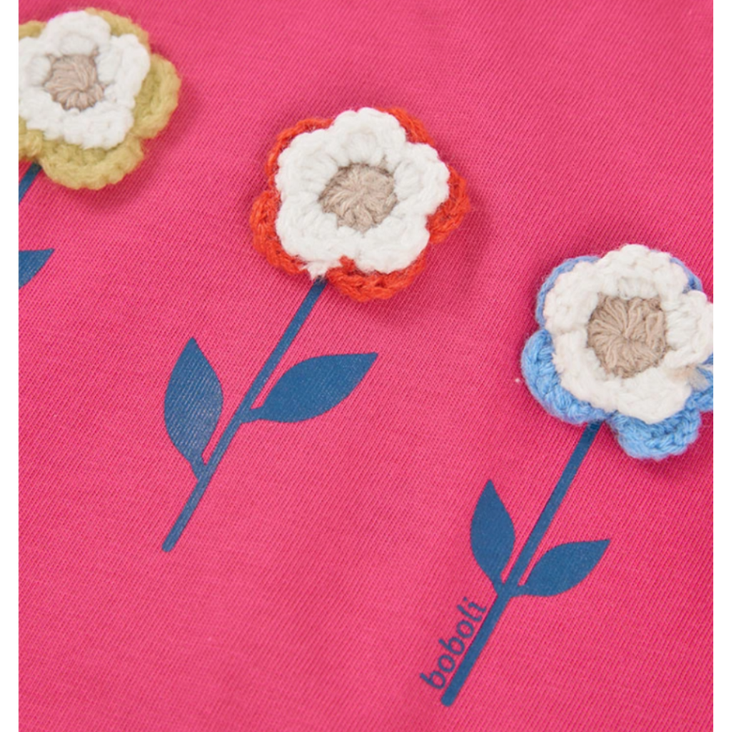 Fuchsia Long Sleeve Flower Tee