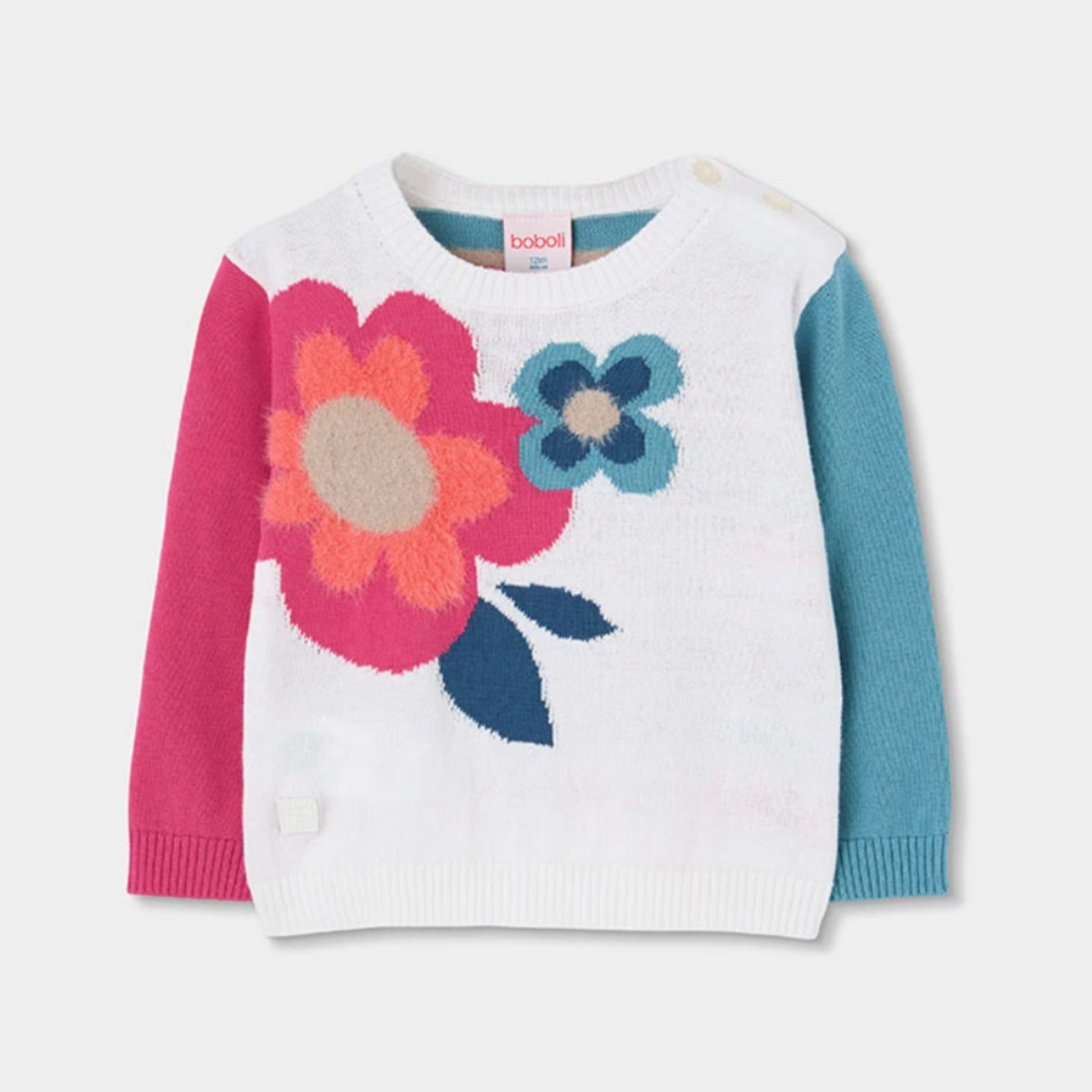 White Floral Print Pullover