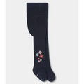Navy Floral  Embroidered Tights