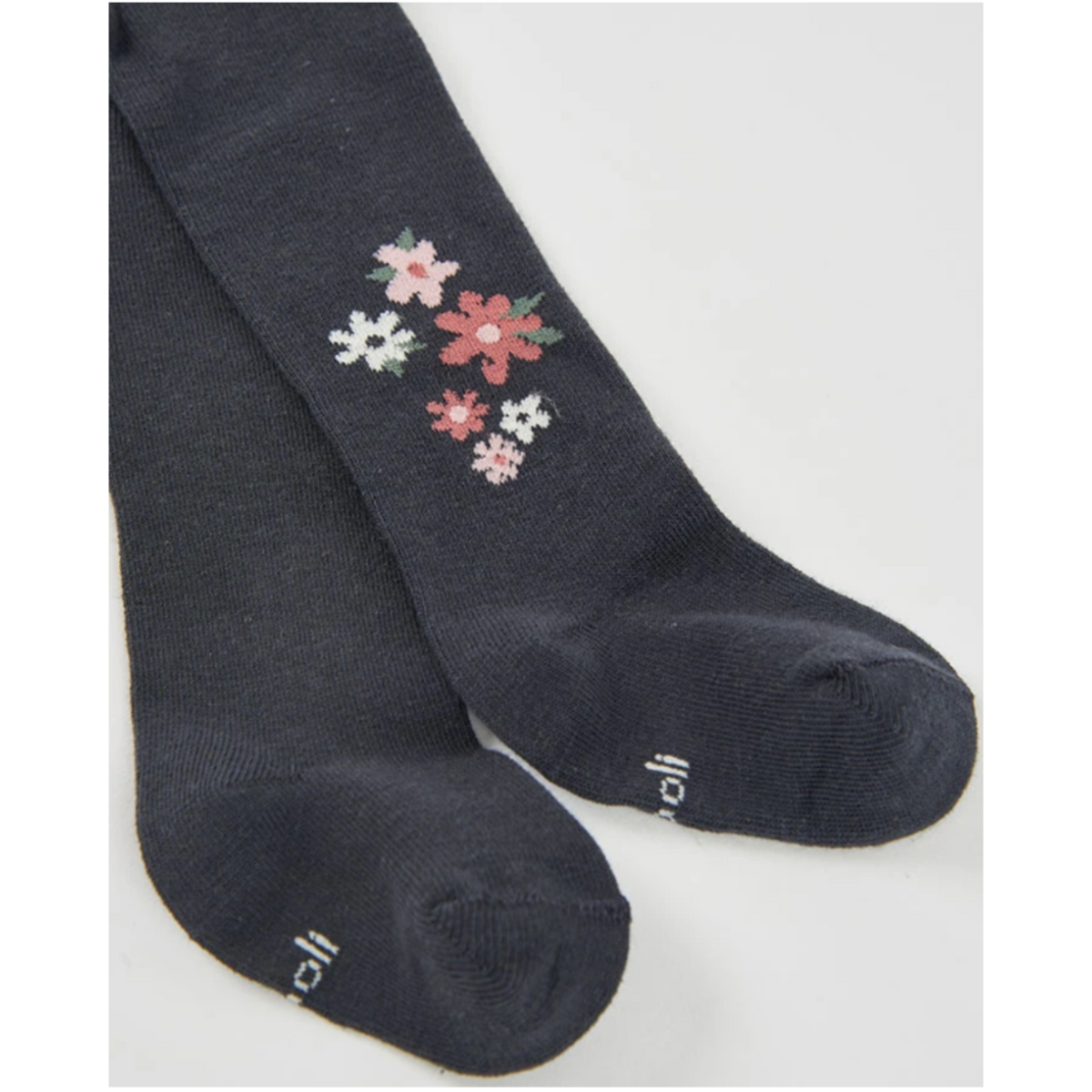 Navy Floral  Embroidered Tights