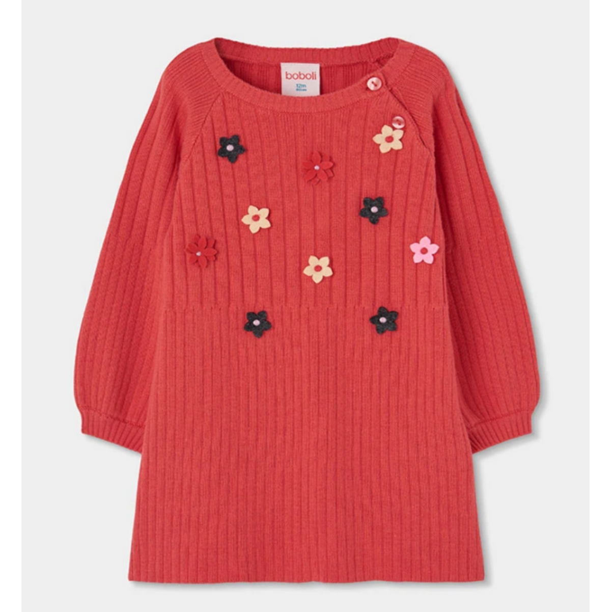 Red/Pink Knit Dress Flowers