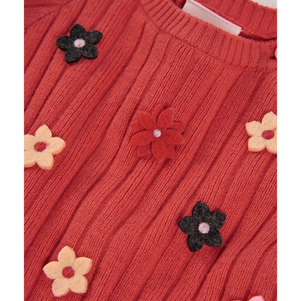 Red/Pink Knit Dress Flowers