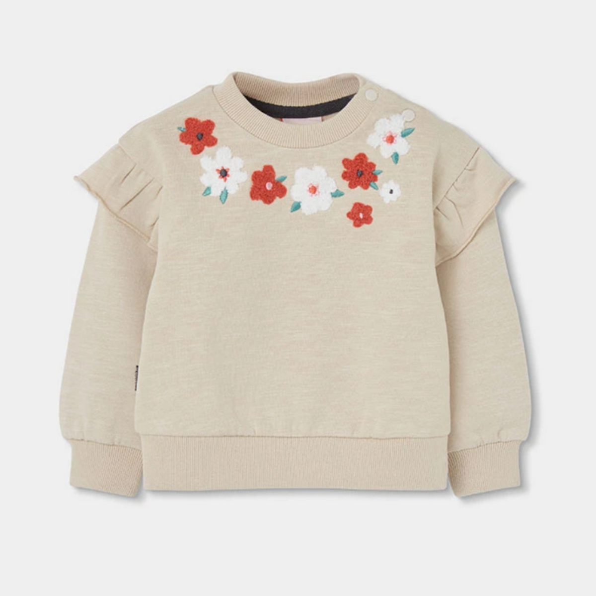 Cream Floral Sweatshirt Frills