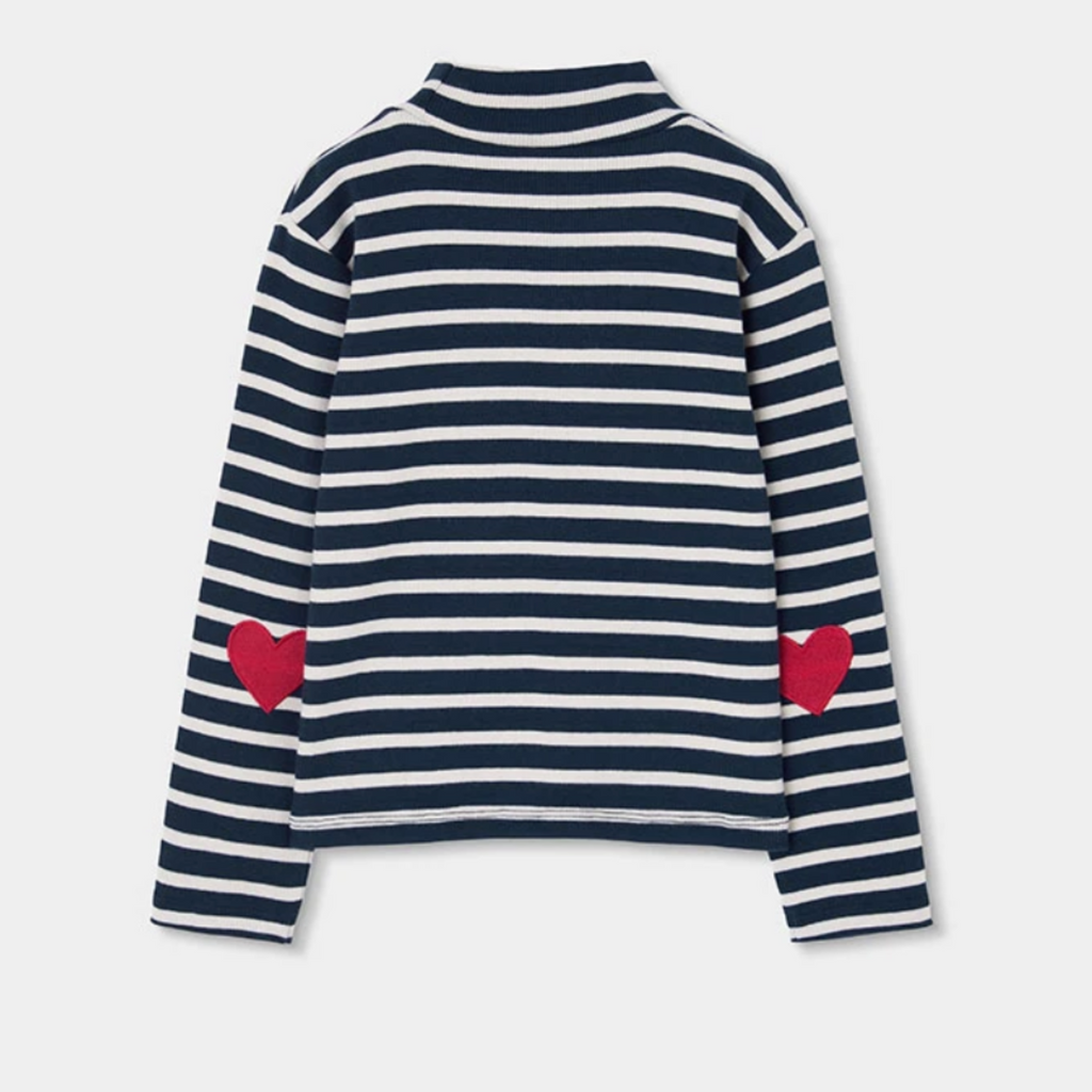 Navy Stripe Long Sleeve Tee Heart Elbow
