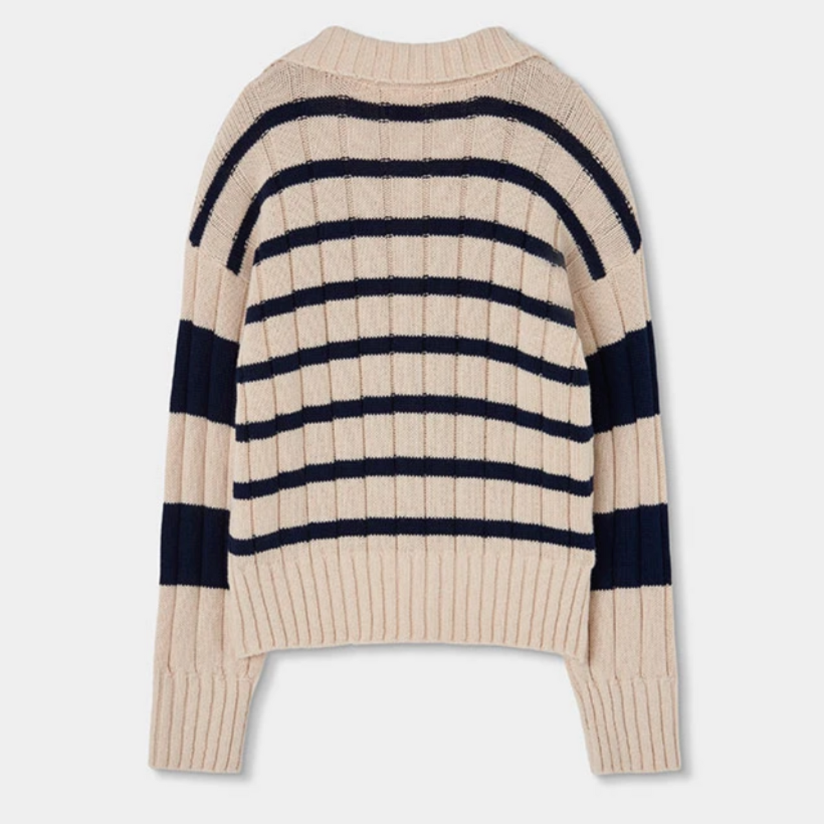Knit Cream Stripe Pullover Heart
