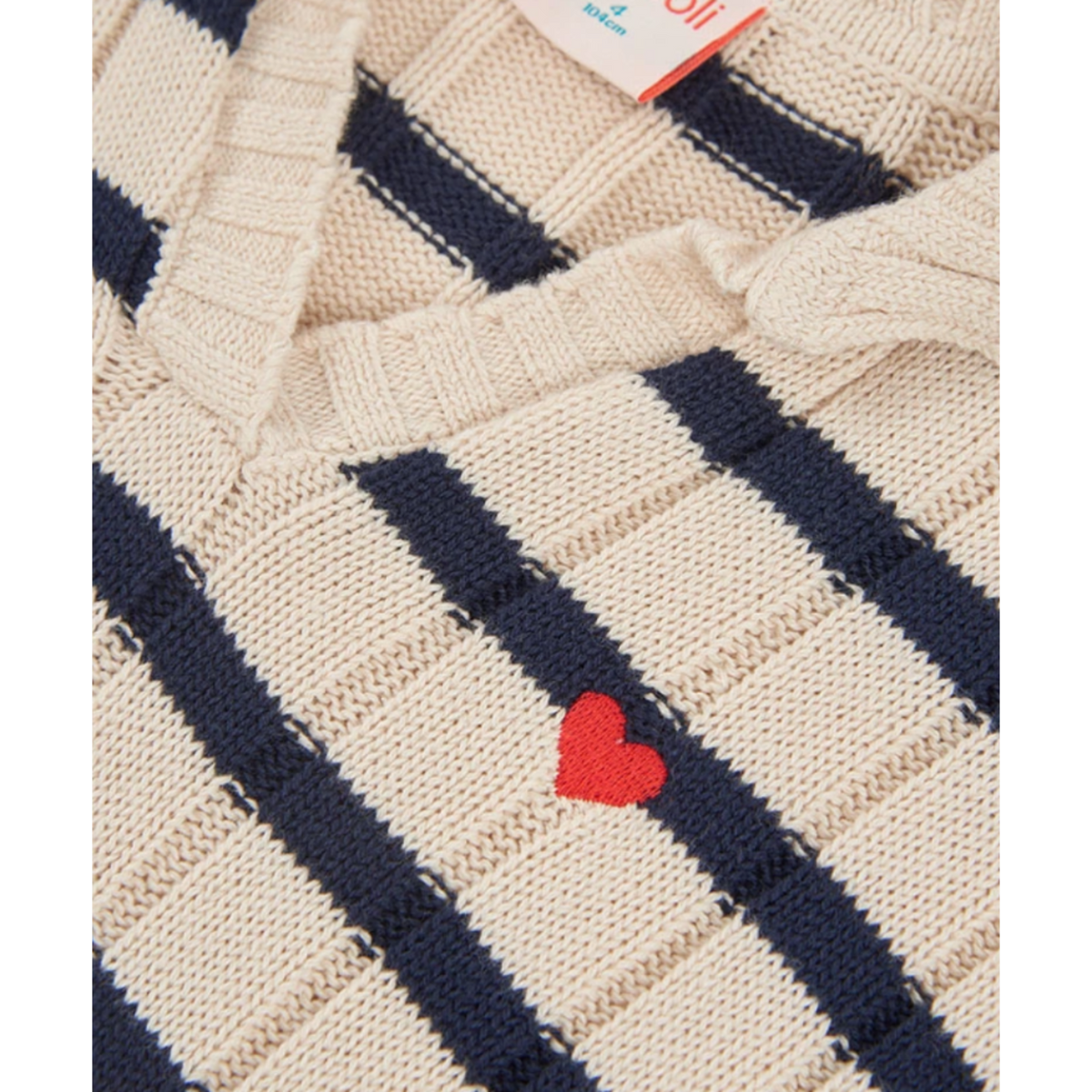 Knit Cream Stripe Pullover Heart
