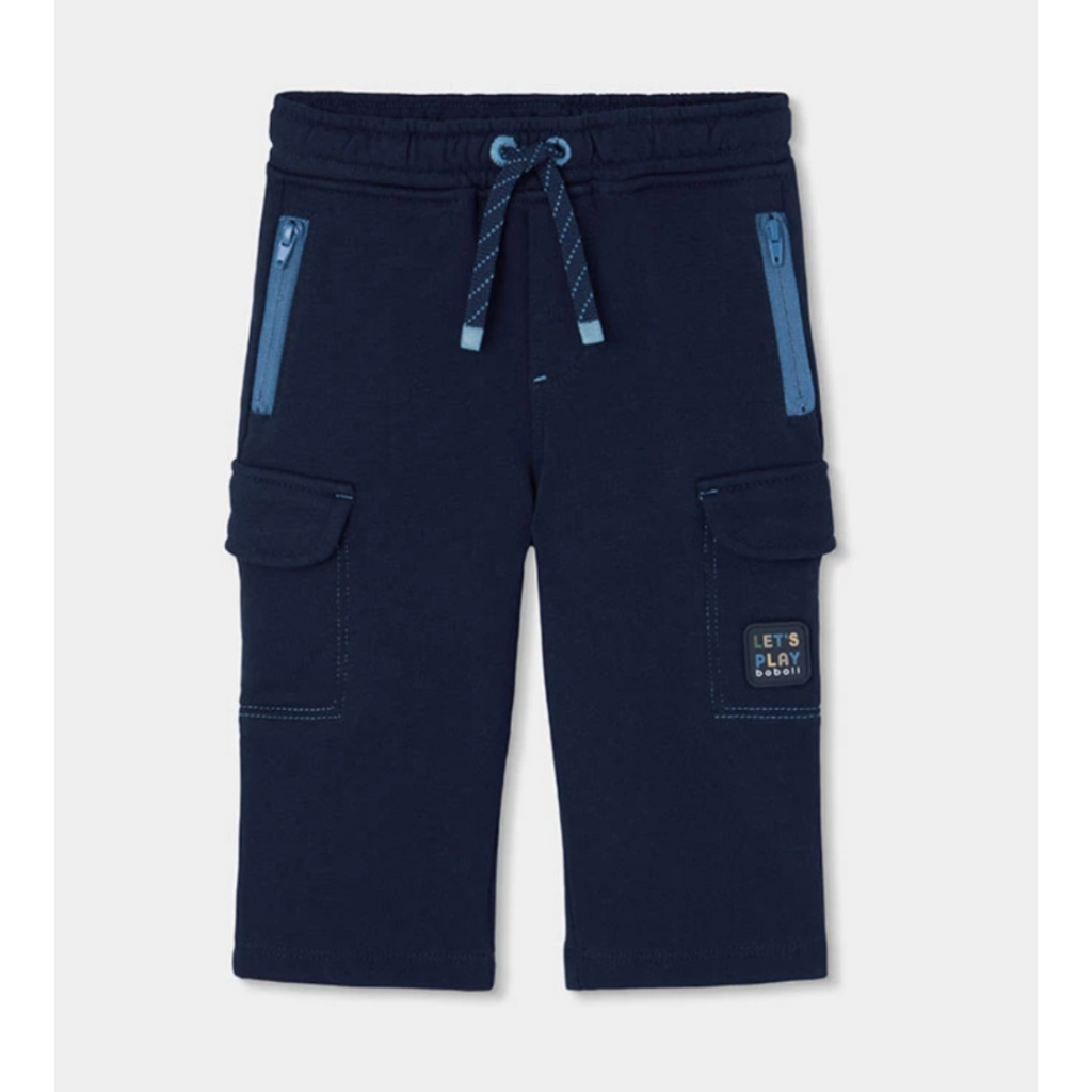 Navy Cargo Fleece Pants