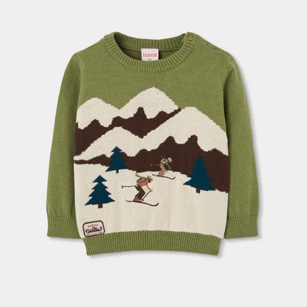 Ski Print Sweater Green