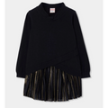Black Dress Gold Pleated Skirt